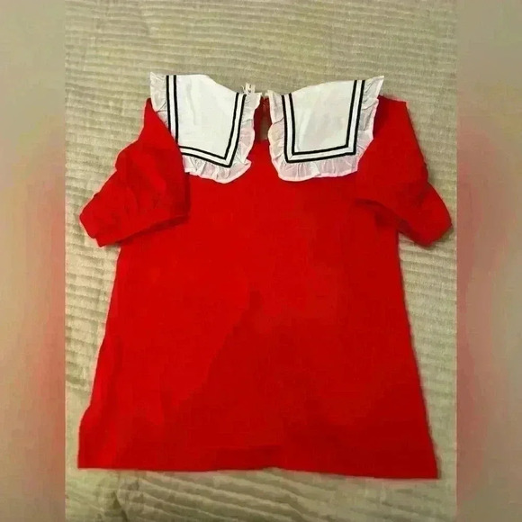Janie and jack red blouse little girls size 7 - Picture 3 of 3